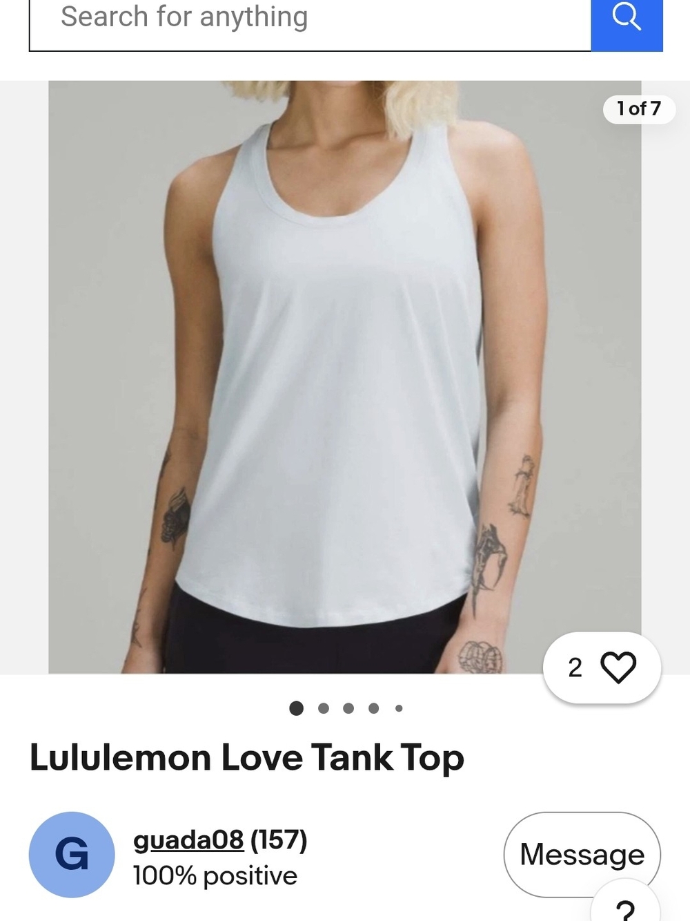 Lululemon Love Tank Top Powder Blue - Picture 2 of 7